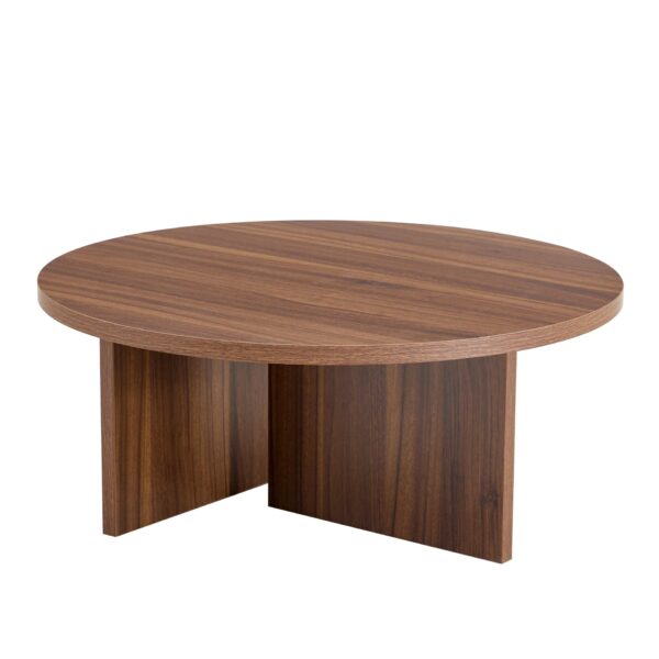 Versatile Round Coffee Table For Diverse Interior Styles, Blending Modern Minimalism With Nordic Elegance - Walnut