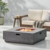 Modern Square Iron Fire Pit 50, 000 Btu - Stone Gray - Image 2