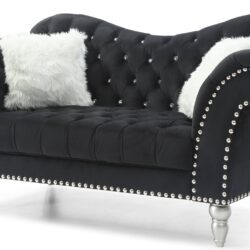 Elegant Round Arm Loveseat - Classic Black