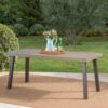 Acacia Wood Dining Table With Slat Design - Gray / Rustic Metal - Image 5