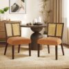 Mid Century Rattan Dining Chair Without Arms (Set of 2) - Caramel / Walnut - Image 2