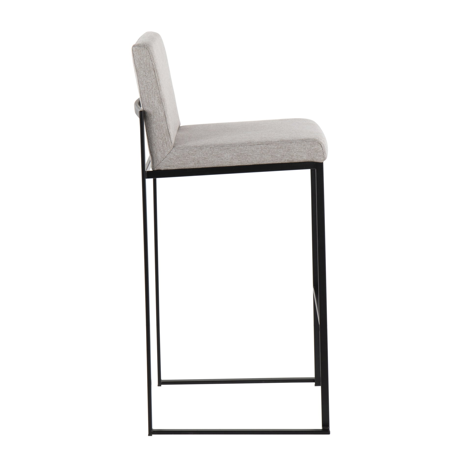 Fuji - Contemporary High Back Barstool (Set of 2) - Black / Gray - Image 3