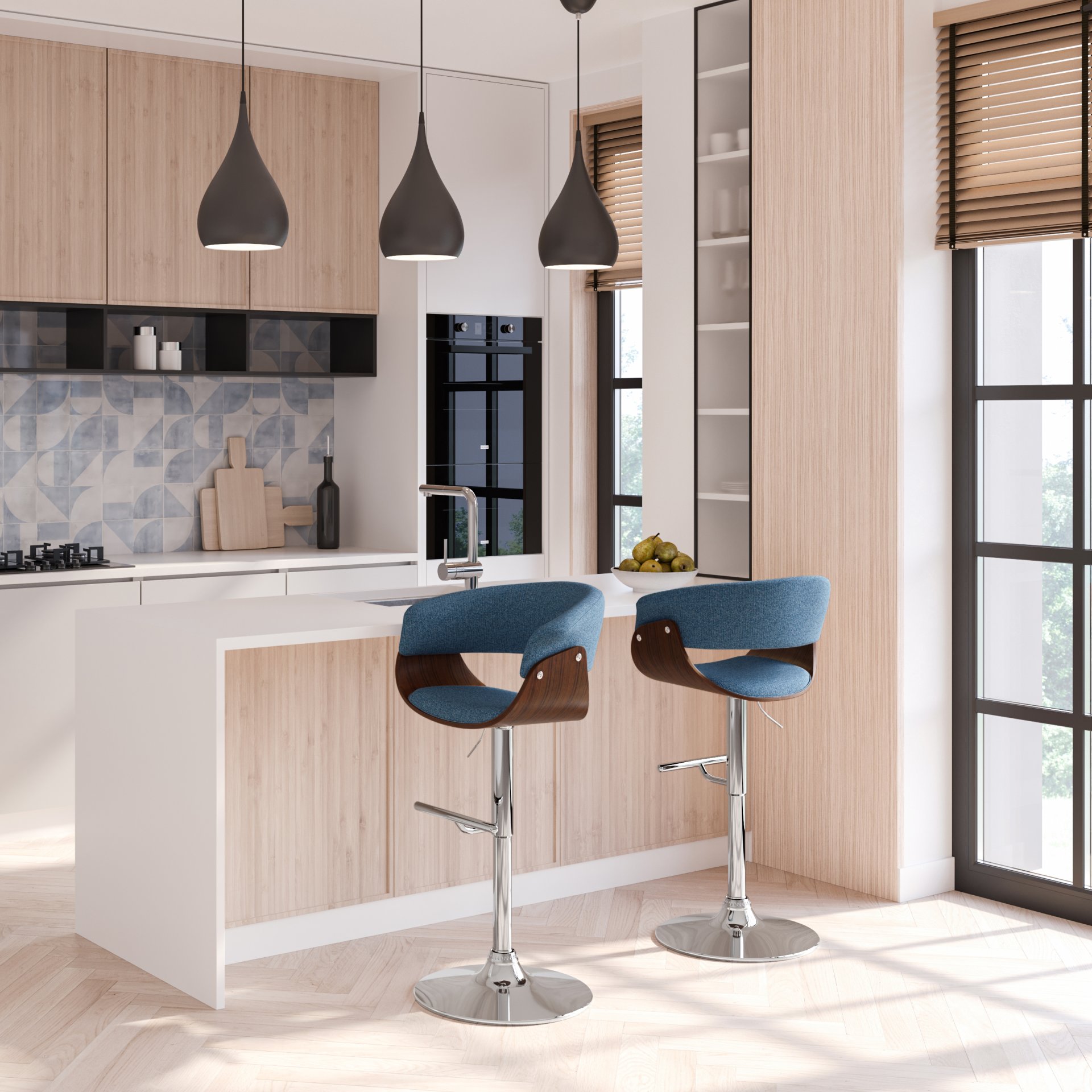 Sheldon - Adjustable Swivel Bar Stool - Denim Blue - Image 10