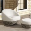 Willow - Round Upholstered Patio Ottoman - Beige - Image 3