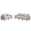 Nolan - Linen Fabric Sofa And Loveseat Living Room With Pillows And Interchangeable Legs (Set of 2) - Beige - Image 5