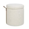 Brandy - Round Upholstered Storage Ottoman With Leather Accent - Flax White - Image 3