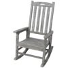 Wooden Oversized Porch Rocker Chair With Wide Seat And Tall Backrest, High Back Smooth Rocking Chairs For Outdoor & Indoor - Light Gray - Image 8