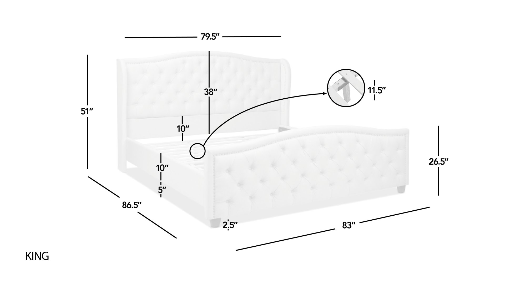 Fontana - King Wingback Upholstered Platform Bed Frame - Sky Neutral Beige - Image 13