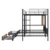 Full Over Twin & Twin Triple Bunk Bed With Drawers, Multi-Functional Frame With Desks And Shelves In The Middle - Black - Image 7