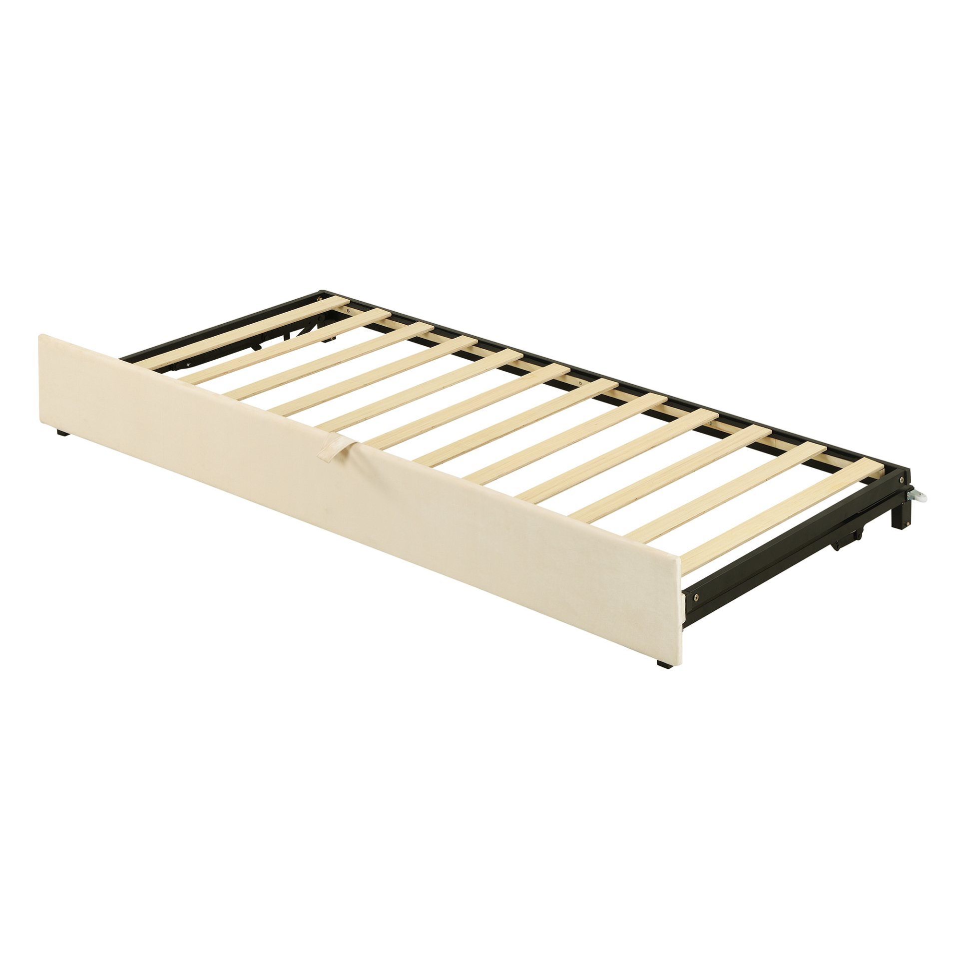 Twin Size Upholstered Daybed With Pop Up Trundle - Beige - Image 7