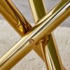 Modern Minimalist Rectangular Dining Table With Imitation Marble Glass & Metal Legs - Black / Gold - Image 7