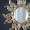 Sunburst Metal Decorative Mirror With, Boho Wall Decor Sun Mirror For Living Room Bathroom Enterway - Gold - Image 10