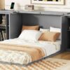 Full Size Murphy Bed With Shelves, Cabinets And USB Ports - Gray - Image 18
