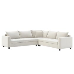 Modern Modular Sectional L Shaped Corner Couch Set With Wide Seat, Minimalist Style Oversized Comfy 5 Seat Sofa With Pillow - Cream
