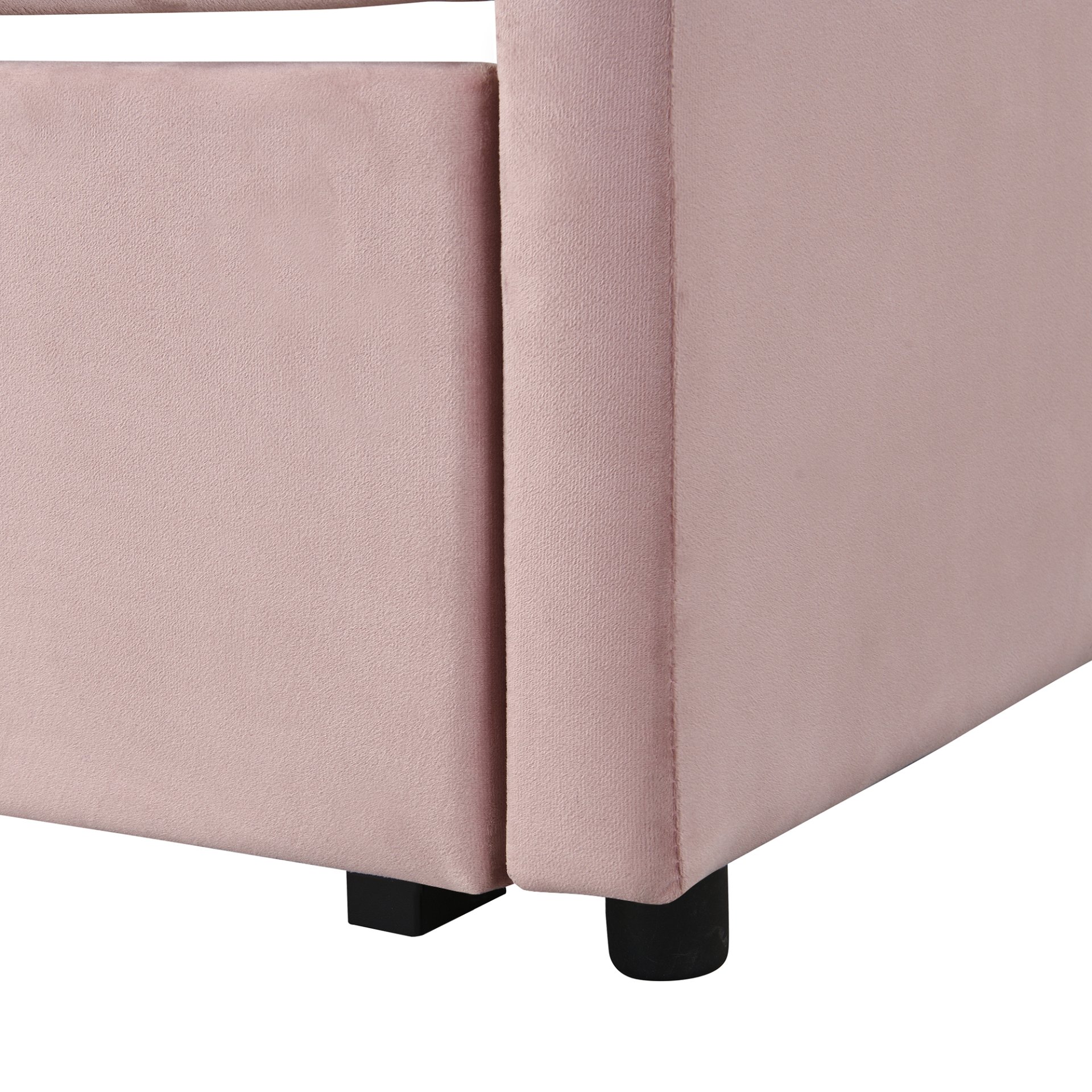 Twin Size Upholstered Daybed With Pop Up Trundle - Pink - Image 10