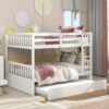 Full Over Full Bunk Bed With Trundle, Convertible To 2 Full Size Platform Bed, Full Size Bunk Bed With Ladder And Safety Rails For Kids, Teens, Adults - White - Image 4
