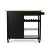 Contemporary Kitchen Cart With Wheels - Black - Image 11
