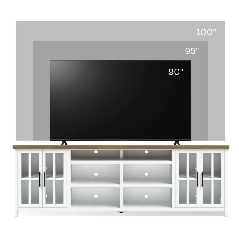 Hampton - TV Stand Console For TVs Up To 100" - Jasmine Whitewash / Barnwood - Image 3