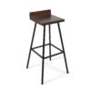 Outdoor Bar Stool With Low Backrests And Wood Seats (Set of 2) - Dark Brown / Black - Image 6