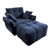 Modern Ergonomic Single Seater Sofa With Ottoman, High Resilience Support - Blue - Image 9