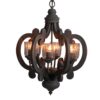 Farmhouse Chandelier, 6 Light Wood Chandelier Pendant Light Fixture With Adjustable Chain For Dining Room Living Room Entryway, Bulb Not Included - Gray - Image 7