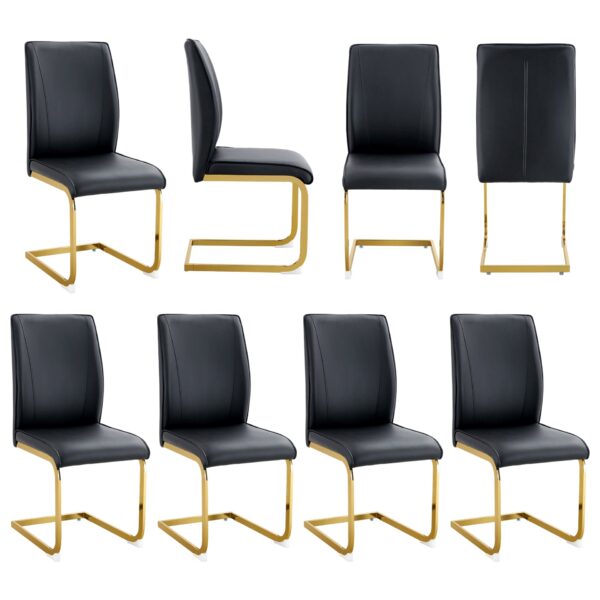 Luxury Simple Arch Chair (Set of 8) Material High Resilience Dining Chair With Metal Legs - Black / Gold