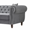 Chesterfield Velvet Upholstery Fabric Sofa With Roll Armrest & Nailhead, 3 And 2 Seater - Gray - Image 11