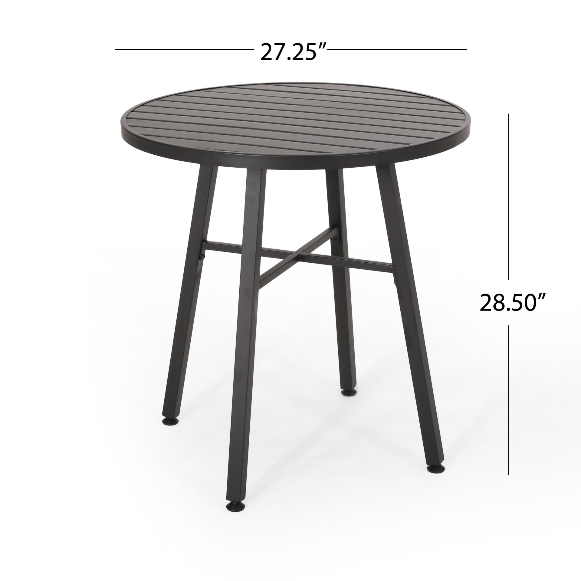 3 Piece Metal Bistro Set With 2 Curved Armrest Chairs - Black - Image 3