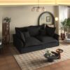 Modern Comfy Upholstered Sofa Cloud Couch, Deep Seat Couches With Multiple Large Soft Pillows, Convertible Deep Seat Chaise Longue For Living Room - Black - Image 2