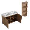Elegant 48" Freestanding Bathroom Vanity With Double Resin Sink And Storage Rack Soft Close Doors - Imitative Oak - Image 16