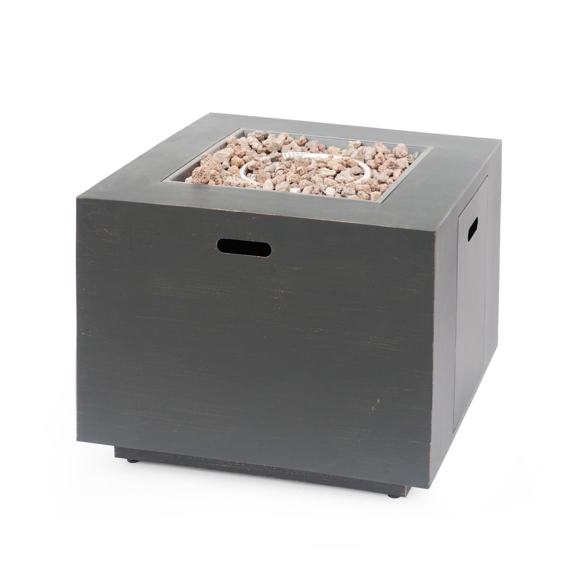 Outdoor Iron Square Propane Fire Pit With Tank Space - Brushed / Brown - Image 9