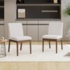 Contemporary Fabric Dining Chairs (Set of 2) - Light Beige / Walnut - Image 2