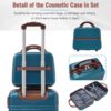 20" Hardside Luggage With Cosmetic Case, 2 Piece Lightweight Suitcase Set With Spinner Wheels, Carry On Vintage Luggage - Blue - Image 6