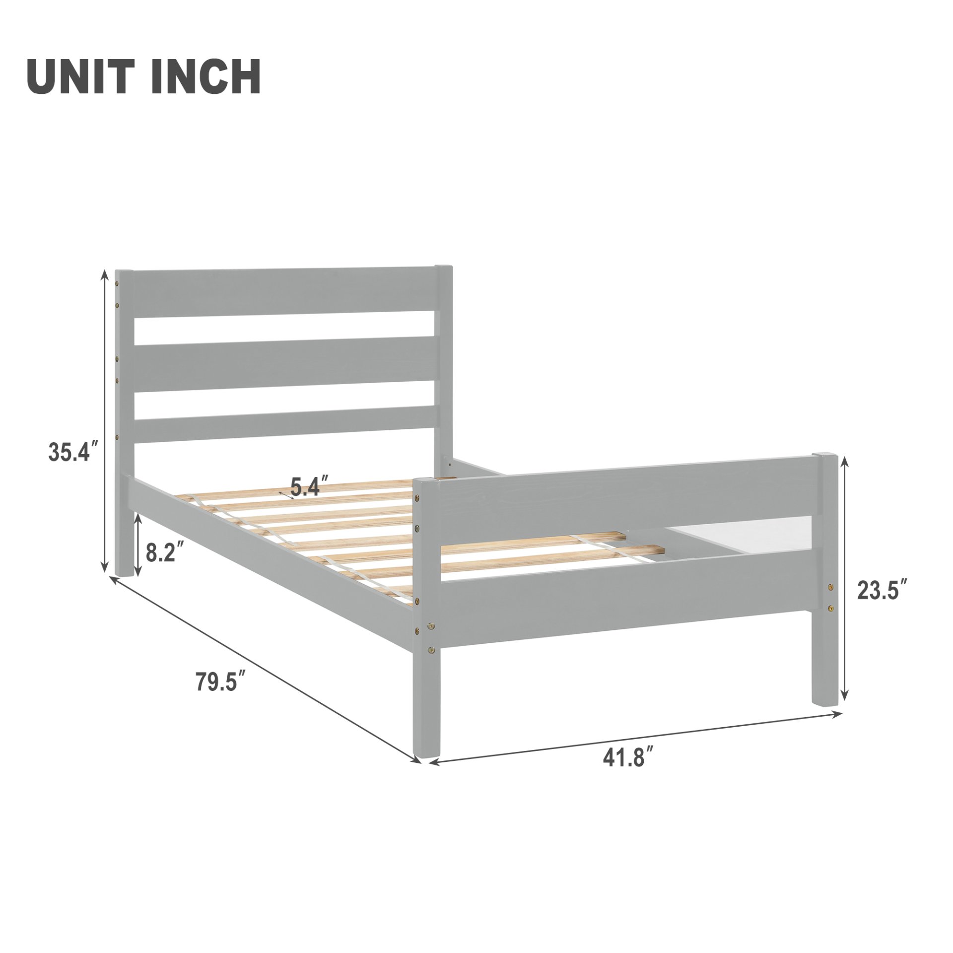 Twin Bed With Headboard And Footboard - Gray - Image 3