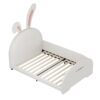 Twin Size Upholstered Rabbit-Shape Princess Bed, Twin Size Platform Bed With Headboard And Footboard - White - Image 3