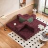 Convertible Couch Bed With 2 Pillows, 3 Seat Folding Floor Couch & King Size Bed Mattress, Diy Combination - Burgundy - Image 5