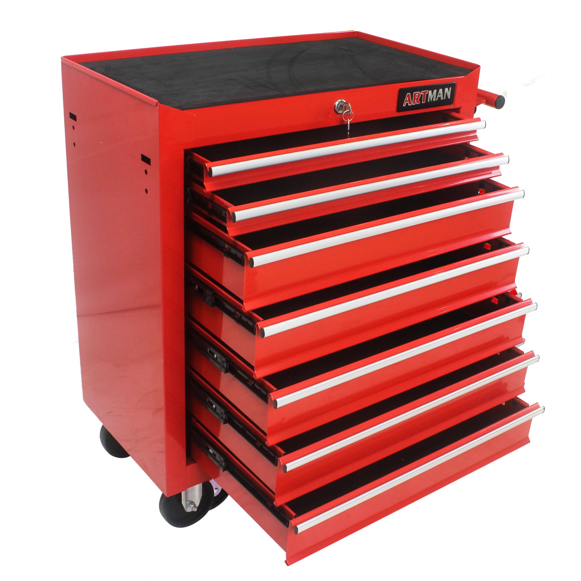 7 Drawers Multifunctional Tool Cart & Wheels - Red - Image 4
