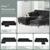 Modern Convertible Sectional Sofa L Shaped Reversible Couch Set With Free Pillows 5 Seat Cloud With Ottoman - Black - Image 20