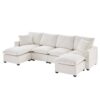 Modern U-Shape Modular Sofa, 6 Seat Chenille Sectional Couch Set With 2 Pillows Included, Freely Combinable Indoor Funiture - White - Image 3