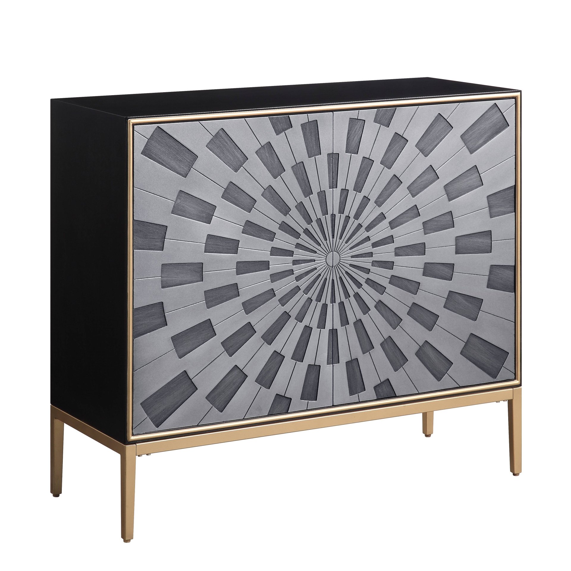 Quilla - Brass Console Cabinet - Black / Gery - Image 3