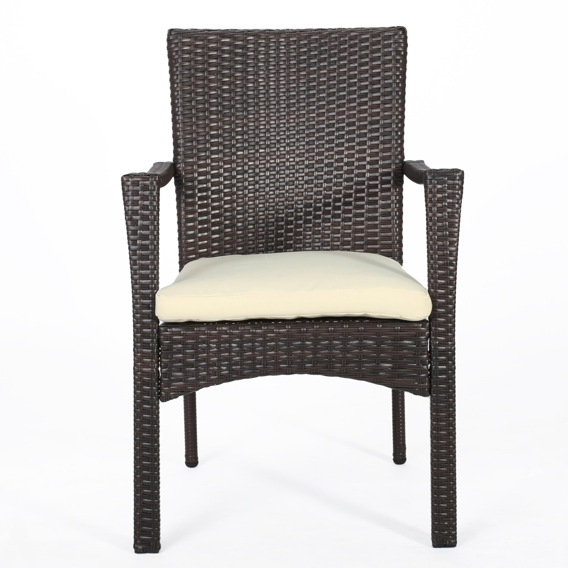 3 Piece Bistro Set With Water Resistant Cushions And 2 Chairs - Brown Multi - Image 4