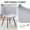 Comfortable Linen Cotton Dining Chair Set Six Pieces - Light Gray - Image 5