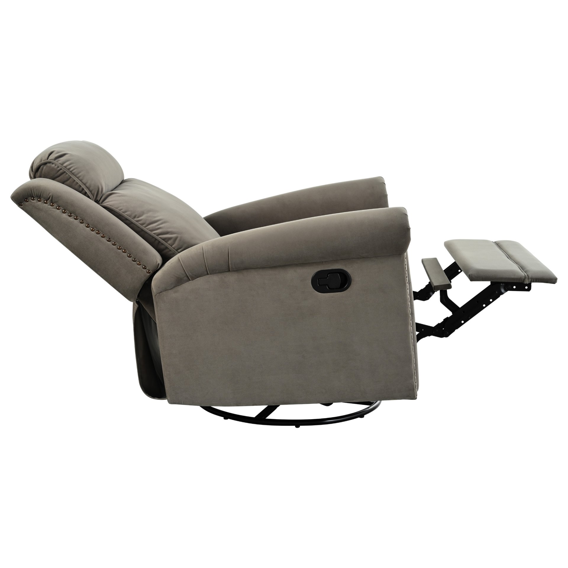 360 Degrees Swivel Recliner Manual Rocking With Adjustable Backrest For Living Room - Light Brown - Image 16