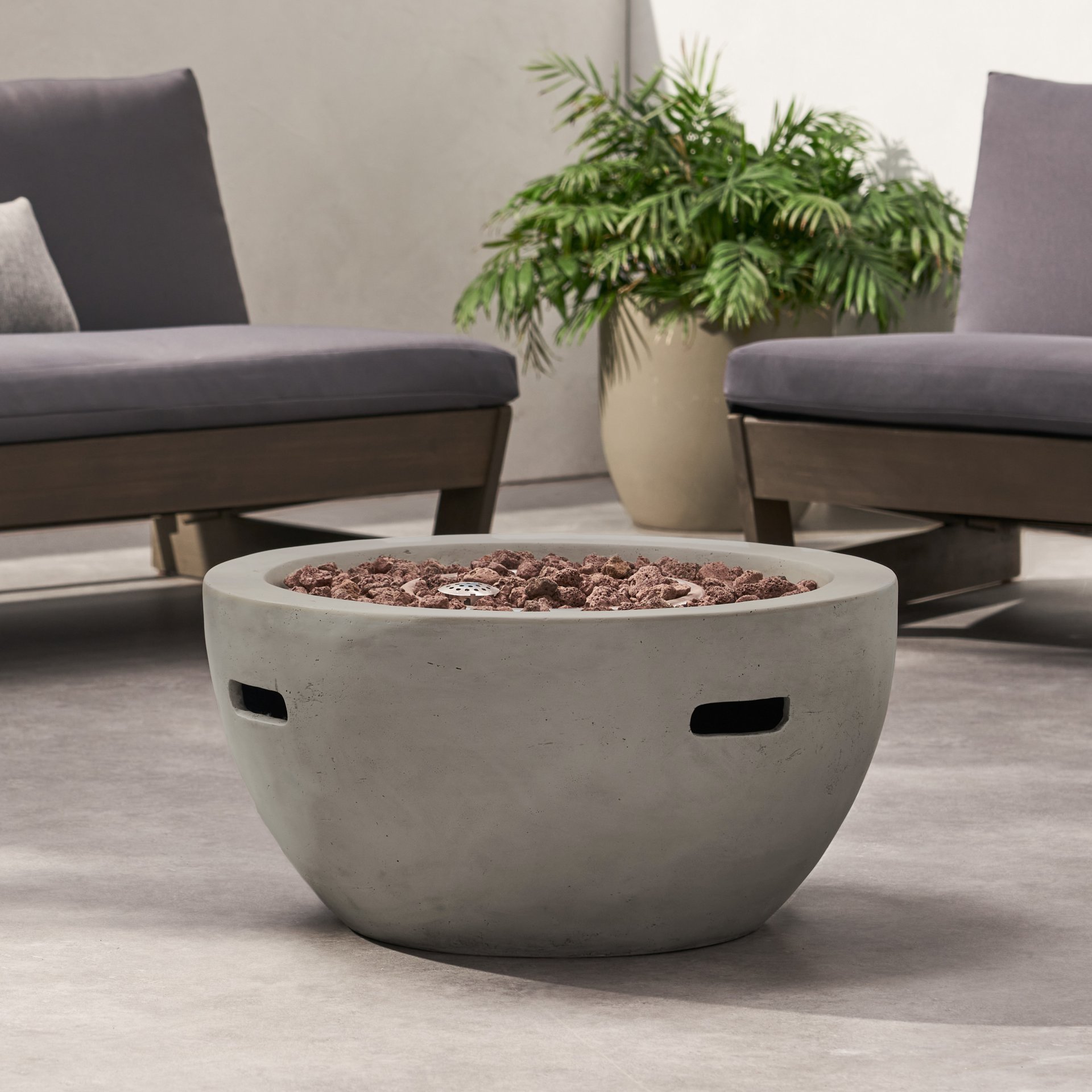 Bowl Shaped Propane Fire Pit 40000 Btu (Tank Cover Not Included) - Light Gray - Image 8