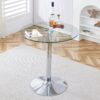 Modern Minimalist Circular Glass Dining Table With Electroplated Metal Legs 35" Diameter - Transparent - Image 2