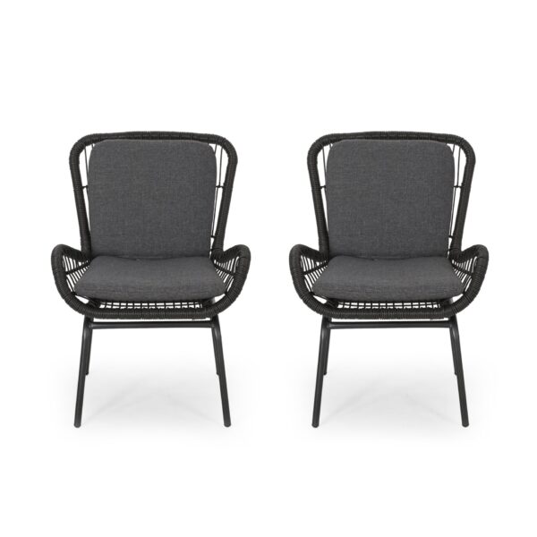Outdoor Wicker Club Chair With Cushions (Set of 2) - Gray
