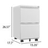 Metal 2 Drawer Mobile File Cabinet With Lock, Under Desk Office Steel Filing Cabinet, 25.6''H Legal / Letter Size Files Storage Cabinet - White - Image 3