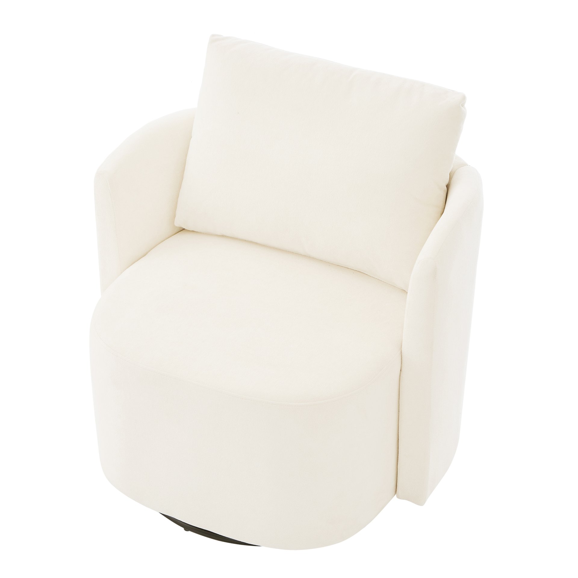 360° Swivel Chair With Upholstered Curved Design - Beige - Image 13