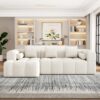 Sectional Sofa Full Compressed Sofa Modular Sofa Couch Free Combined Sofa With Deep Seating And 2 Side Pockets For Living Room - Beige - Image 4