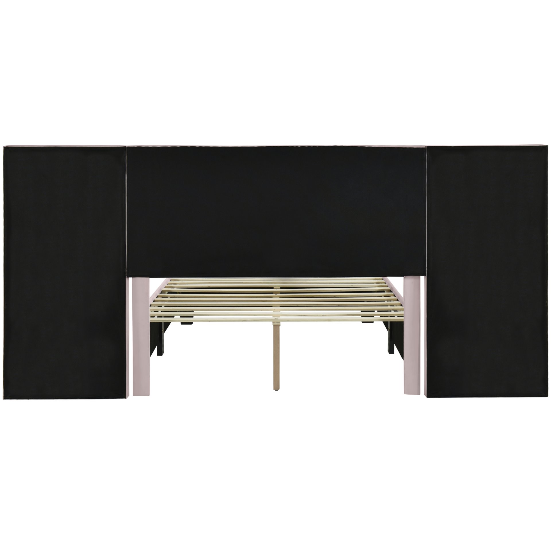 Full Size Upholstered Platform Bed With Big Headboard - Pink - Image 6